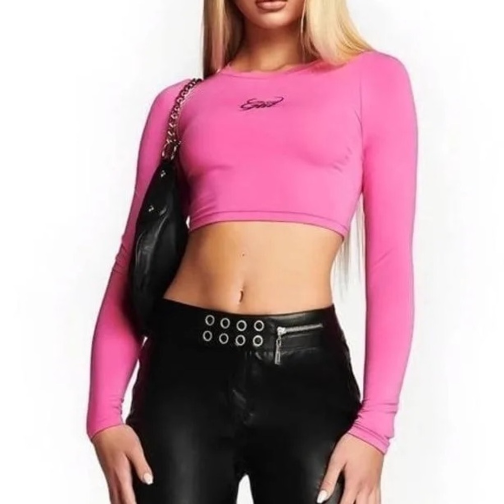 Pink long sleeve I AM GIA crop top